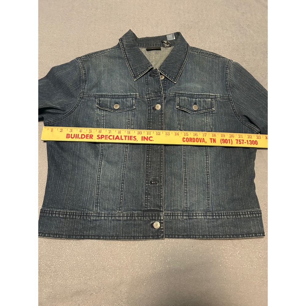 New York & Company Womens Medium Wash Denim Trucker Jacket Size XL